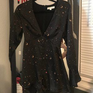 Honey Punch Long Sleeve Star & Moon Romper
